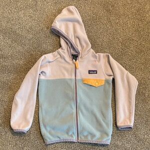 Patagonia Kids Hooded Fleece Jacket - Light purple orange and blue